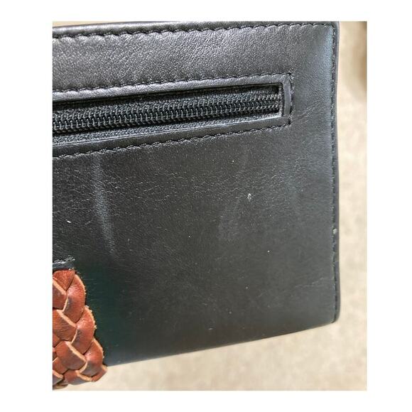 BRIGHTON MEDIUM BLACK, BROWN ANIMAL PRINT LEATHER WALET - Picture 9 of 10